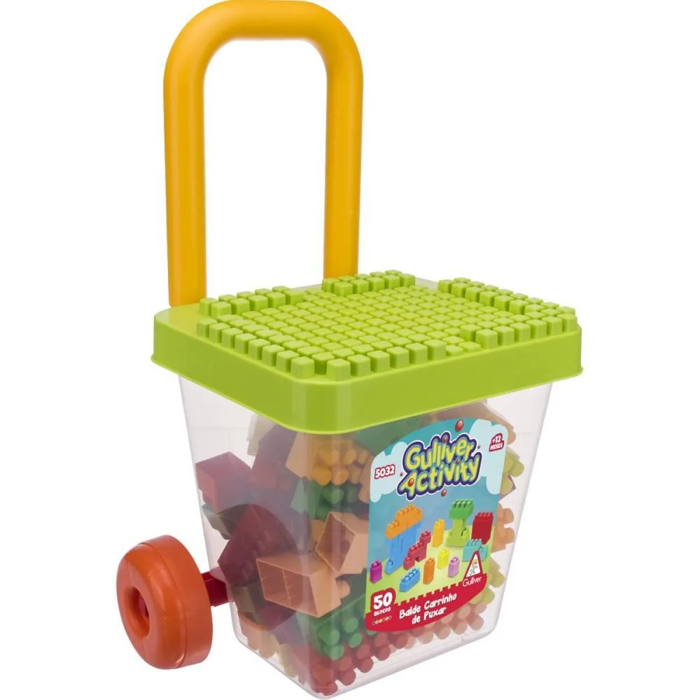 Brinquedo Para Montar Balde Carrinho De Puxar 50Pcs Gulliver (Unidade)