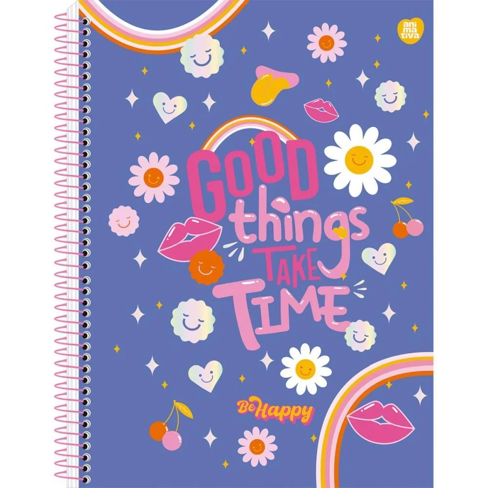 CADERNO 01X1 CAPA DURA BE HAPPY 80F ANIMATIVA (PCT.C/04)