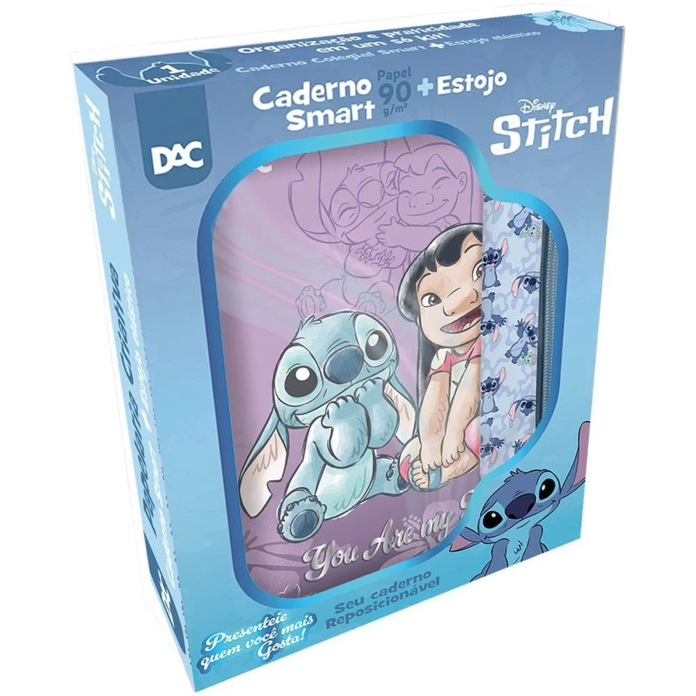 CADERNO 01X1 CP.DURA COLEGIAL STITCH SMART 80F. +1 ESTOJO DAC (UNIDADE)