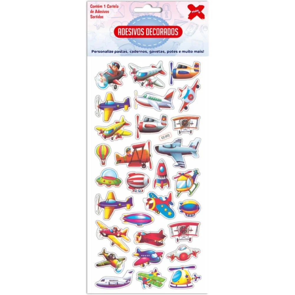 ADESIVOS DECORADOS 10X24CM. AVENTURA CARTELA SORT MAKE+ (PCT.C/24)