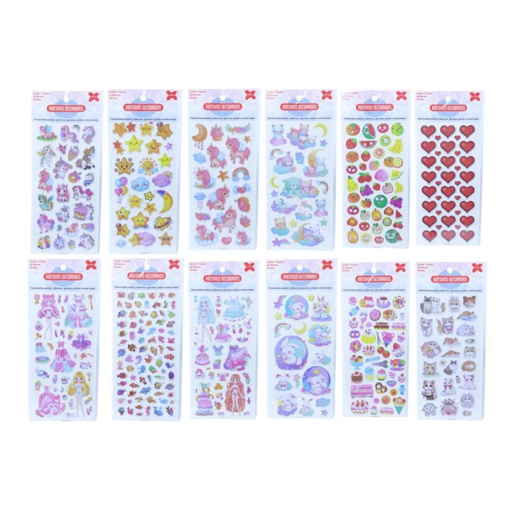 ADESIVOS DECORADOS 10X24CM. GIRLS CARTELA SORTIDA MAKE+ (PCT.C/24)