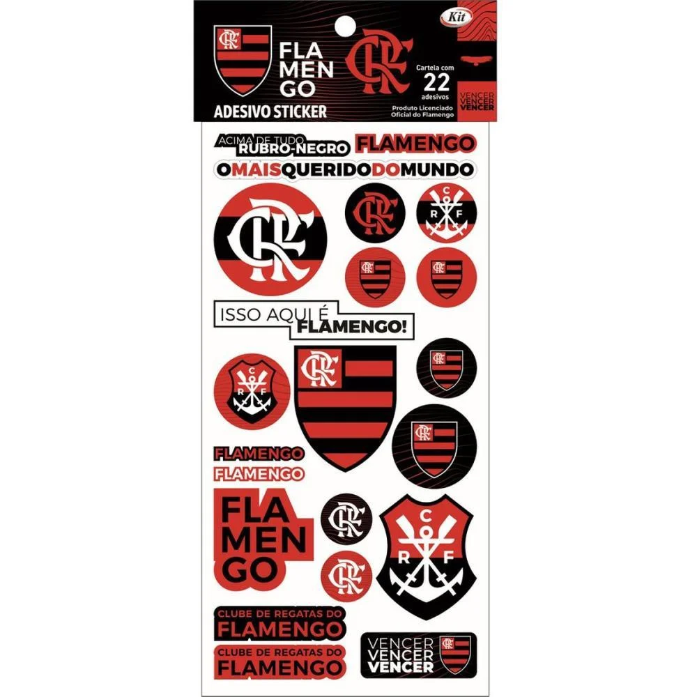 ADESIVOS DECORADOS FLAMENGO STICKER 10X22ADESIVOS KIT (PCT.C/12)