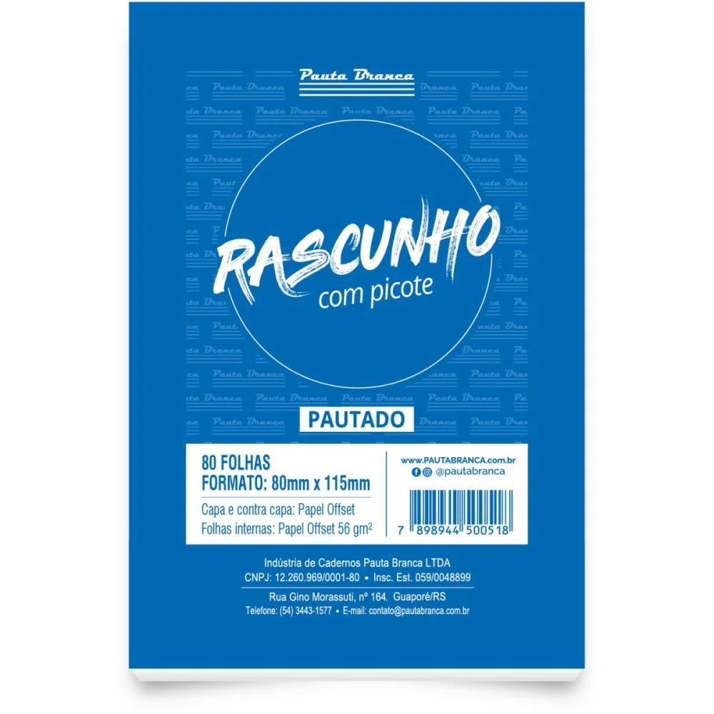 BLOCO PARA RASCUNHO C/PICOTE C/PAUTA 80X115MM 80F PAUTA BRANCA (PCT.C/10)