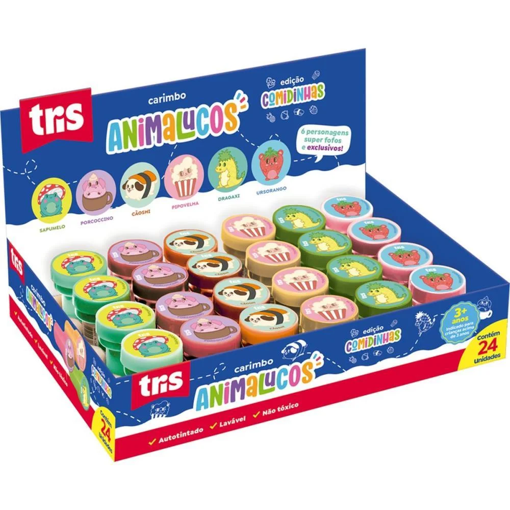 Carimbo Pedagogico Tris Animalucos Comidinhas Summit (Dp.c/24)