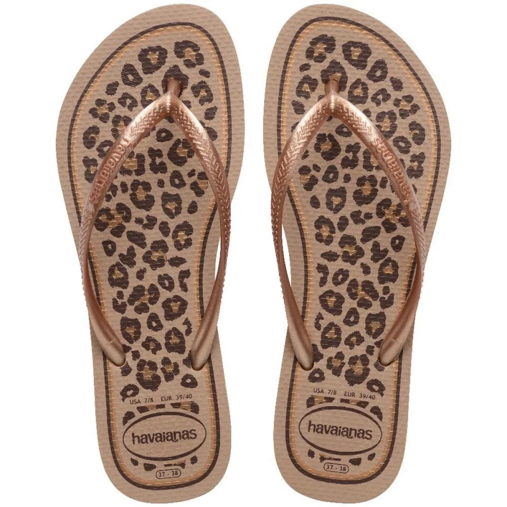 Chinelo Havaianas Feminino Slim Animals 39/0 Rose Gold Havaianas (Par)