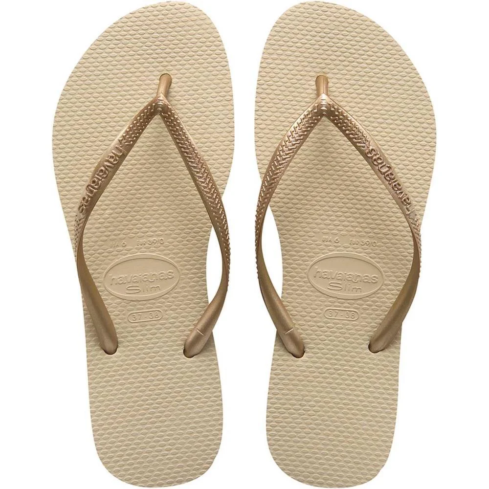 Chinelo Havaianas Feminino Slim 37/8 Areia/Dourado Havaianas (Par)