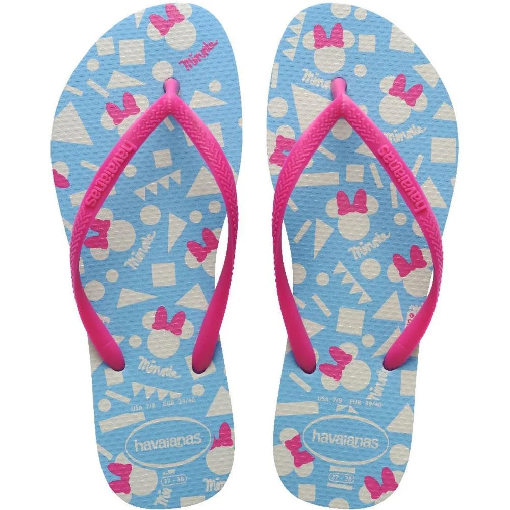 Chinelo Havaianas Infantil Slim Disney 23/4 Azul/Rosa Havaianas (Par)