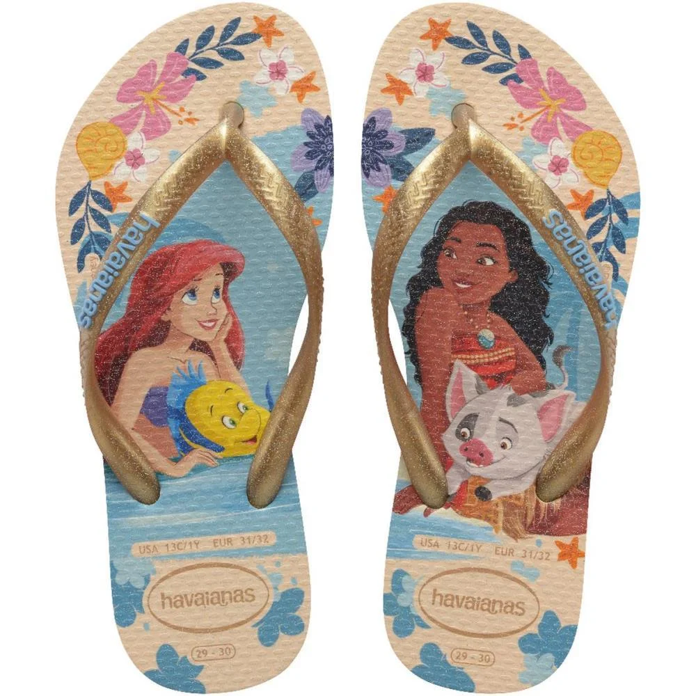 Chinelo Havaianas Infantil Princesas Slim Kids 29/0 Palha Havaianas (Par)