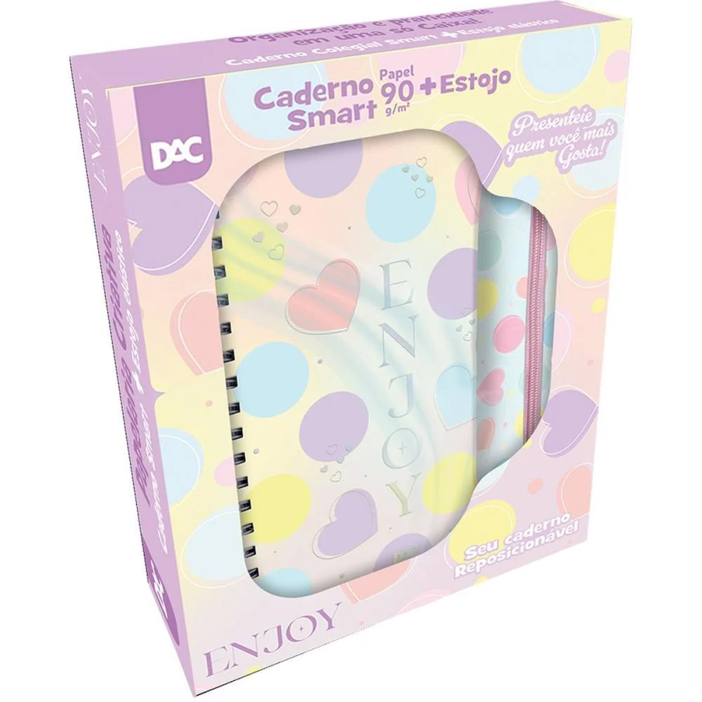 CADERNO 01X1 CP.DURA COLEGIAL ENJOY SMART 80F. +1 ESTOJO DAC (UNIDADE)