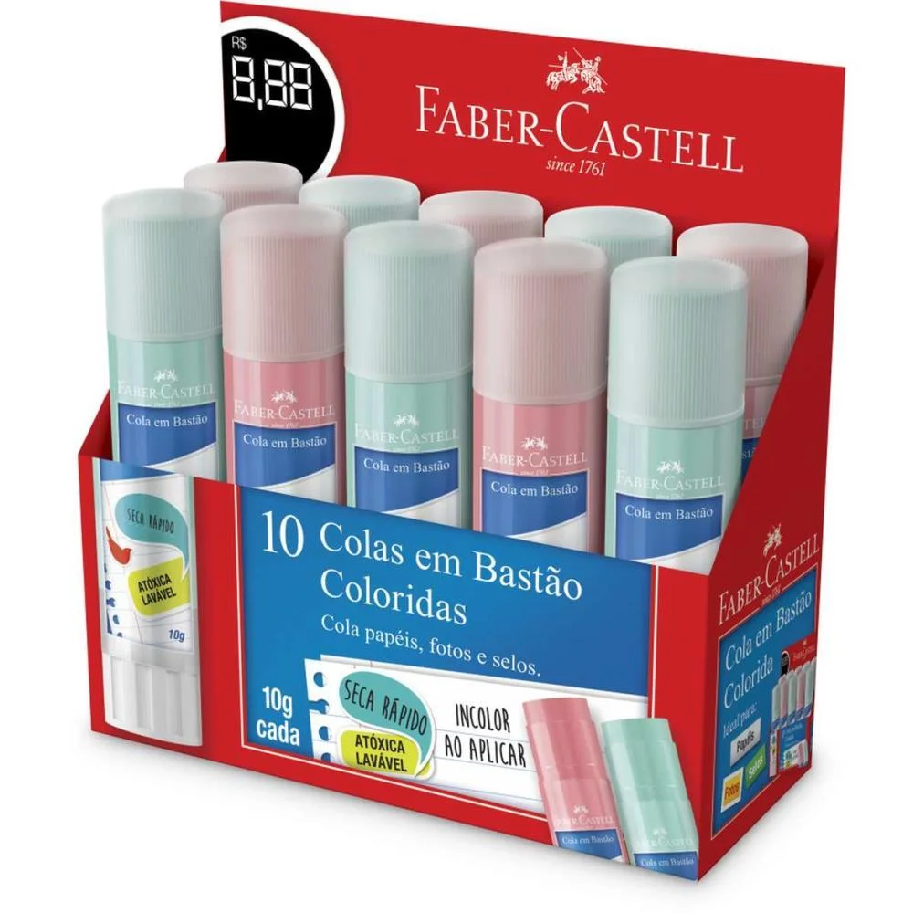 Cola Em Bastao Tons Pastel 10G (S) Faber-Castell (Dp.c/10)