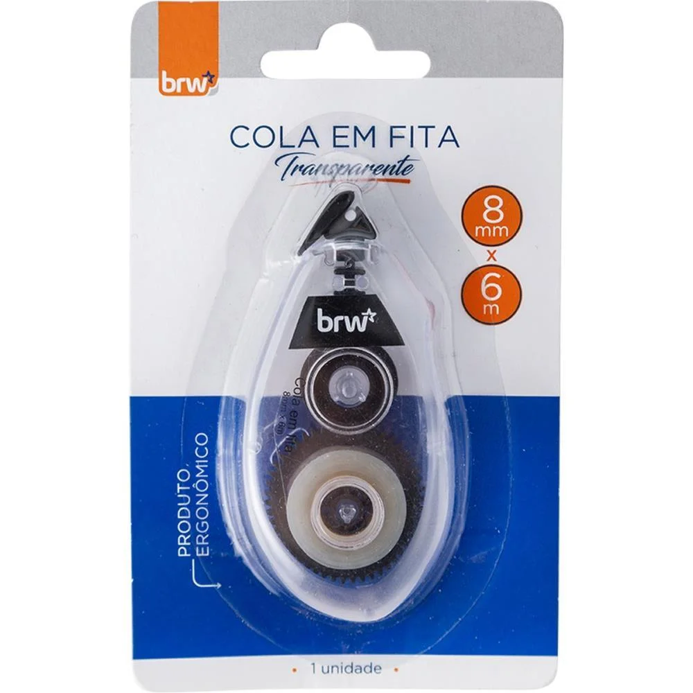 Cola Em Fita 8Mmx6M Cores Sortidas Brw (Blister)