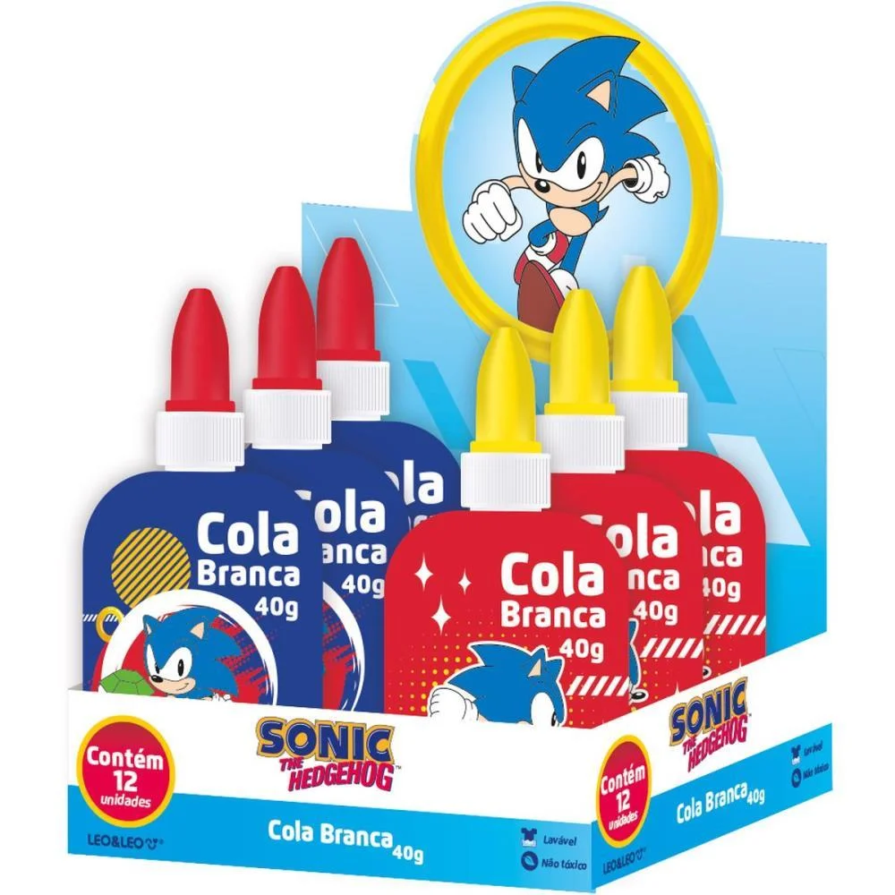 Cola Escolar Sonic 40G. 2 Estampas Leonora (Dp.c/12)