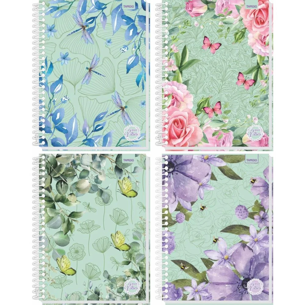 CADERNO 10X1 CAPA DURA GREEN VIBES 160FLS TAMOIO (PCT.C/04)