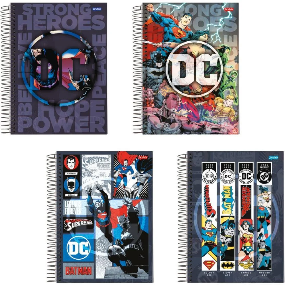 CADERNO 10X1 CAPA DURA DC COMICS 160FLS. JANDAIA (PCT.C/04)