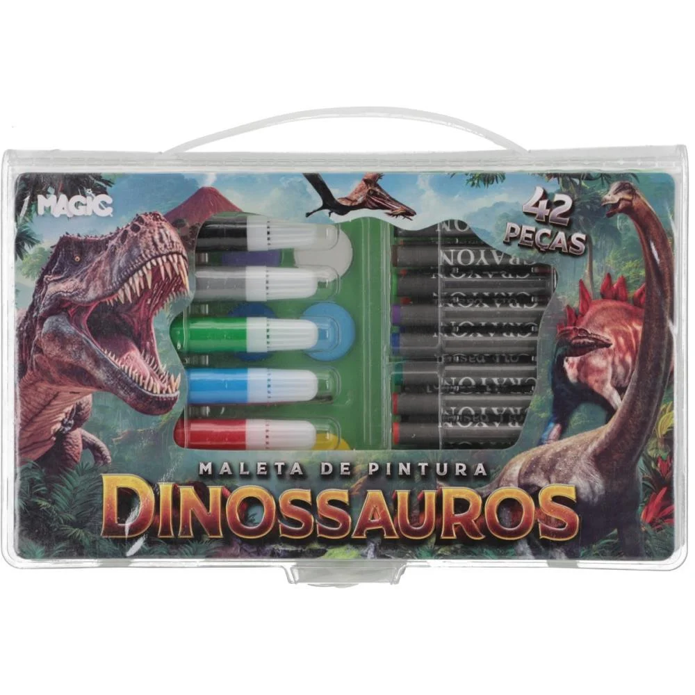Maleta Para Pintura Dinossauros 42 Pecas 23,5X14Cm Magic Kids (Unidade)