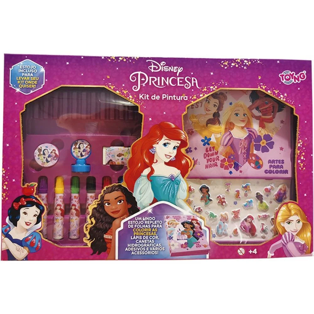 Maleta Para Pintura Princesas Kit Pintura C/Adesiv Toyng (Unidade)