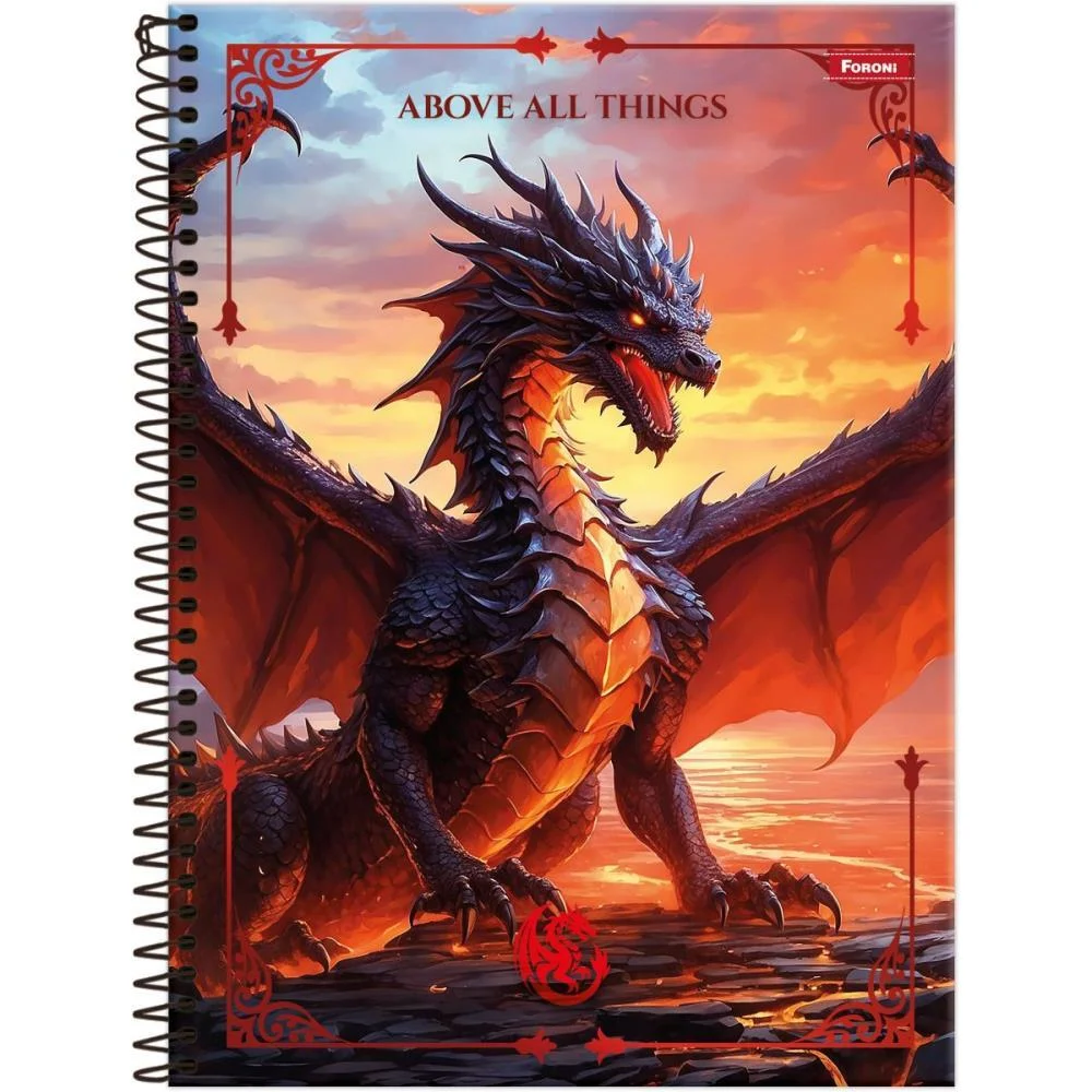 CADERNO 10X1 CAPA DURA DRAKOS 160FLS FORONI (PCT.C/04)