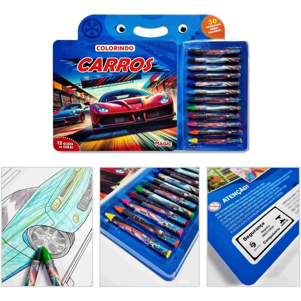 Maleta Para Pintura Colorindo Carros C/Giz 30Pgs Magic Kids (Unidade)