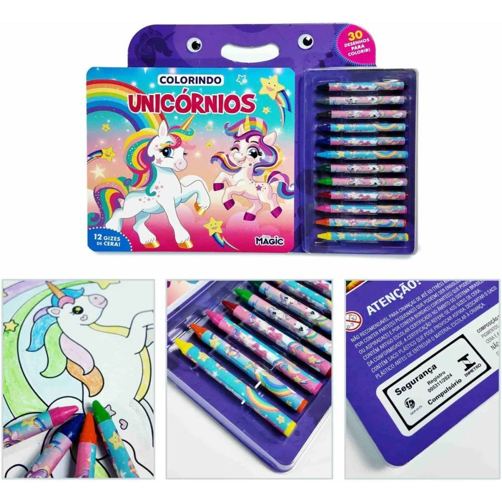 Maleta Para Pintura Colorindo Unicornios C/Giz Magic Kids (Unidade)