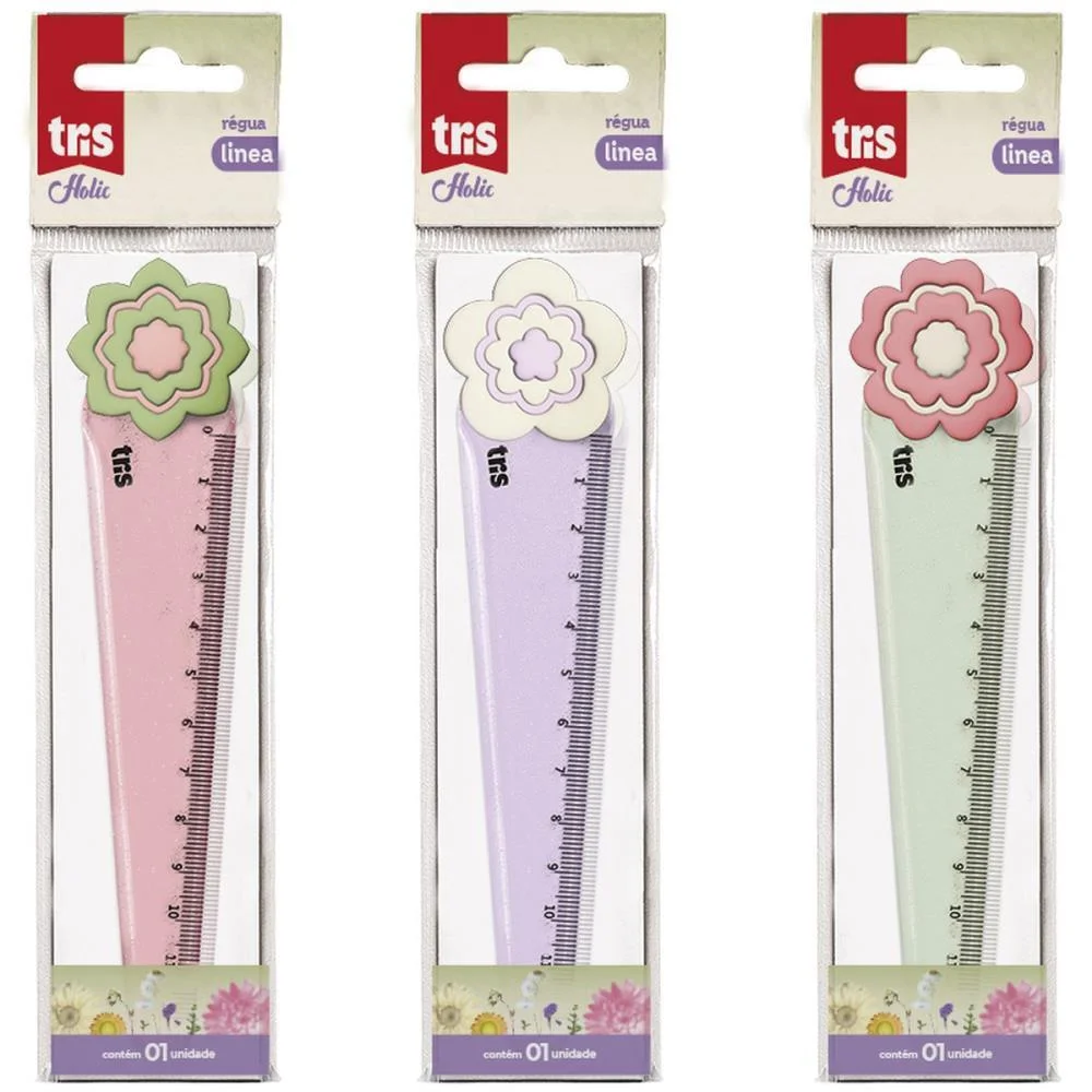 Regua De Poliestireno Tris Linea 12Cm Summit (Pote-24)