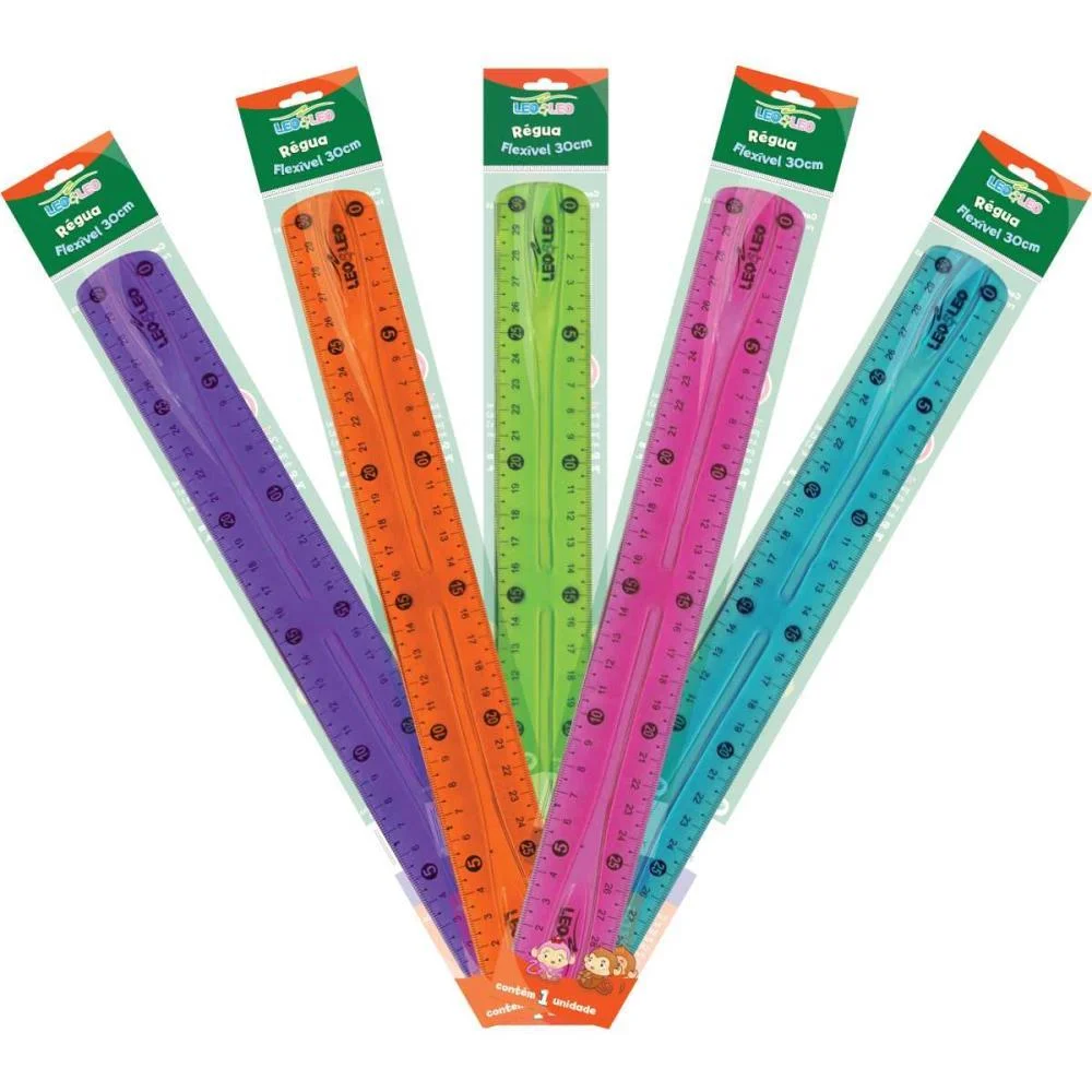 Regua Mole 5Cores Sortidas 30Cm Leonora (Pct.c/25)