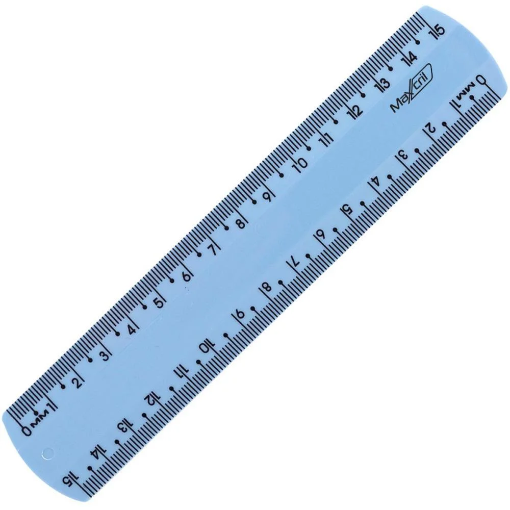 Regua De Poliestireno New Line Azul Pastel 15Cm. Maxcril (Pct.c/10)