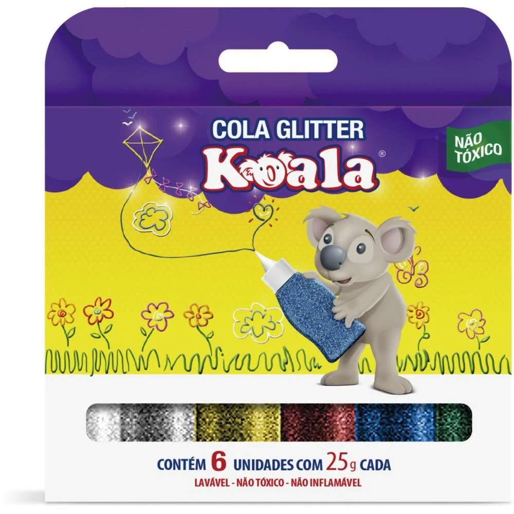 Cola Com Glitter Koala 6 Cores Delta (Estojo)