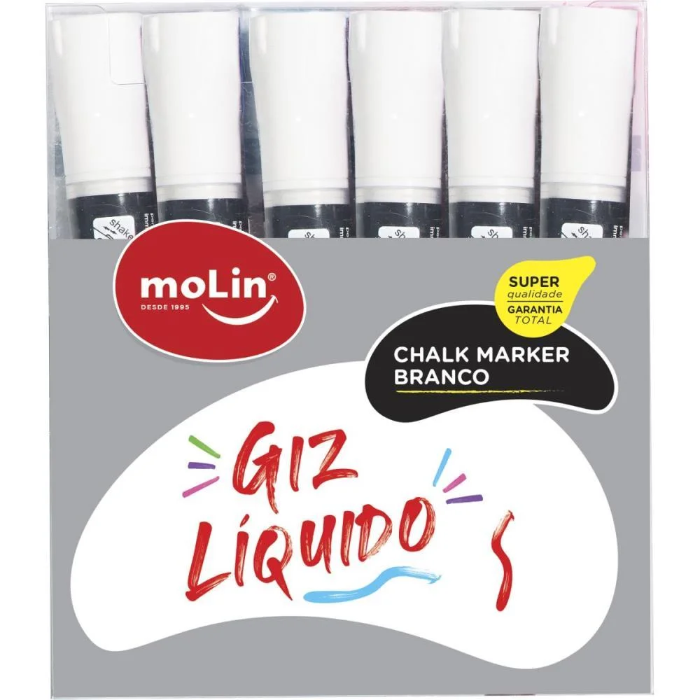 Giz Liquido Branco Com 6 Molin (Estojo)