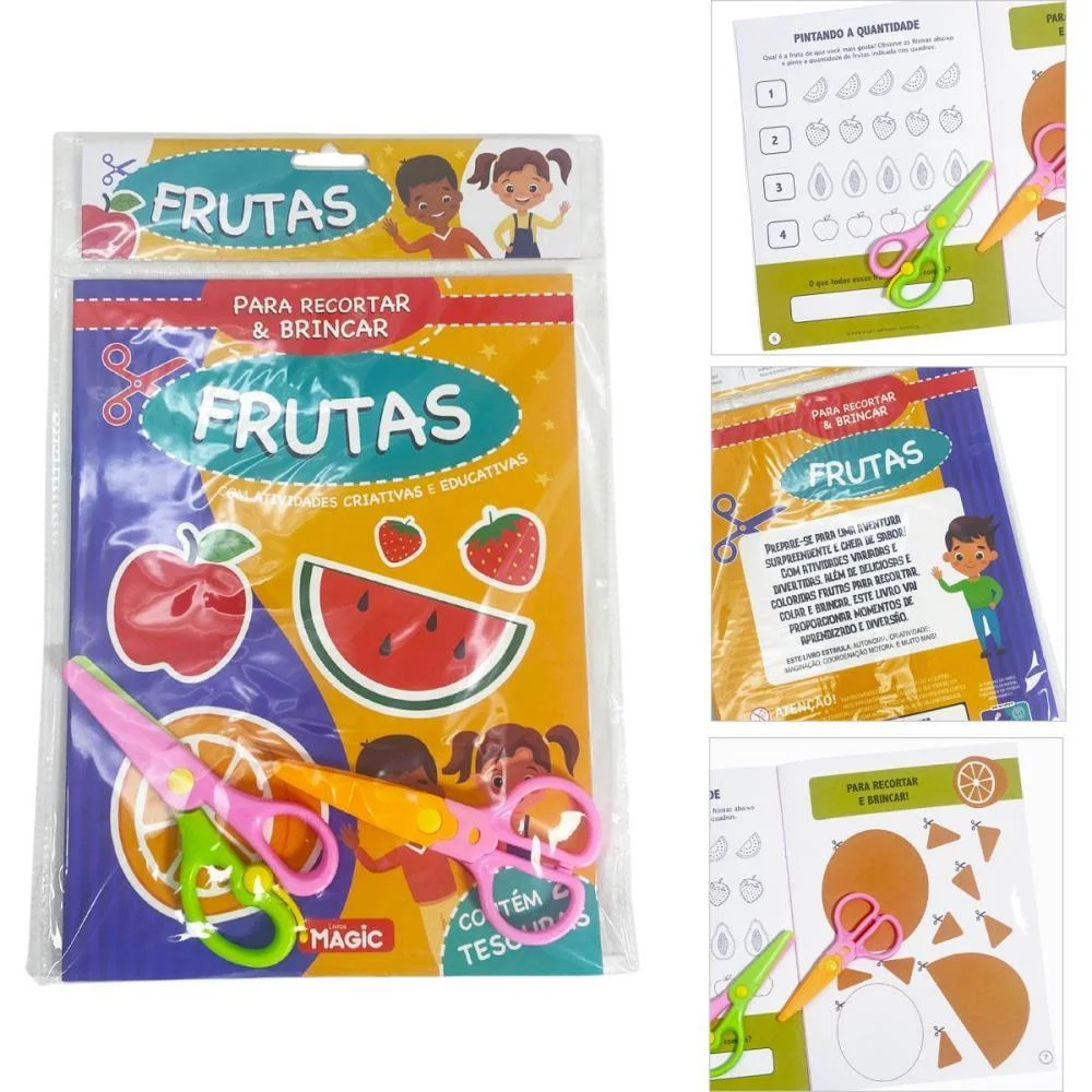 Livro De Atividades Recortar E Brincar Frutas 16Pg Magic Kids (Unidade)