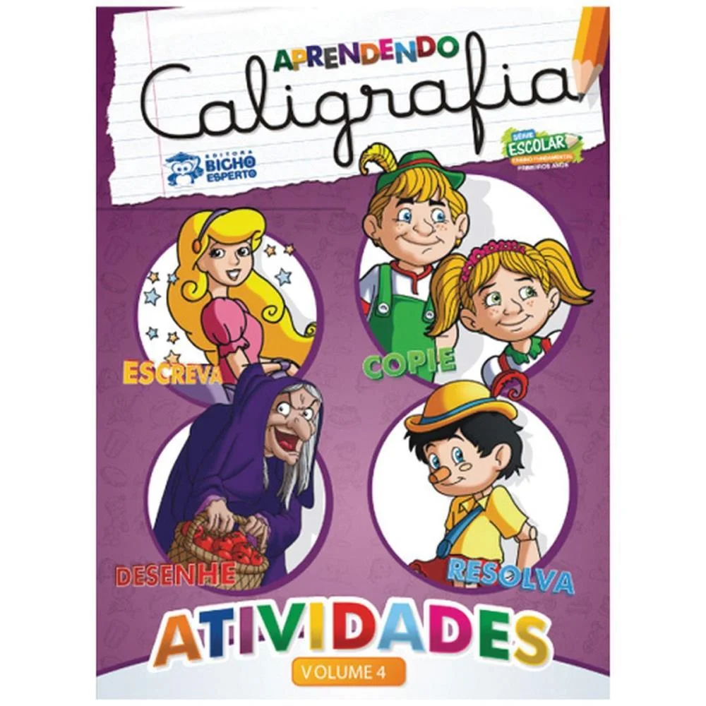 LIVRO CALIGRAFIA N.4 ATIVIDADES 24PAG. 20X27CM BICHO ESPERTO (PCT.C/05)