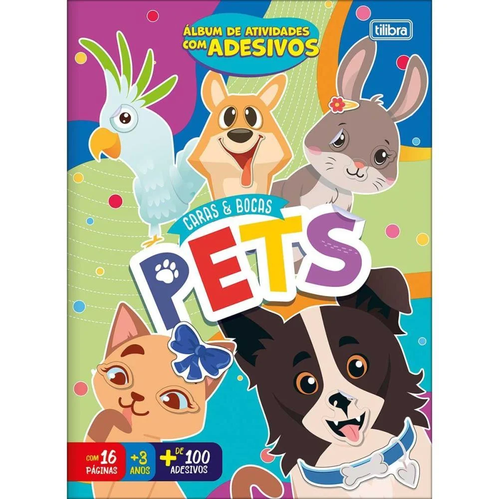 Livro Com Adesivos Caras E Bocas Pets 16Pgs Tilibra (Pct.c/10)