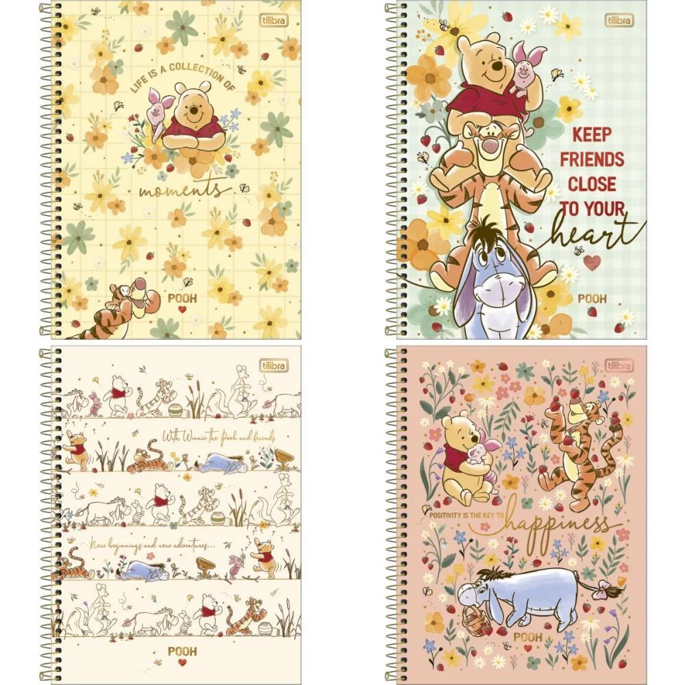 CADERNO 10X1 CAPA DURA POOH CONNECT 160FLS. TILIBRA (PCT.C/04)