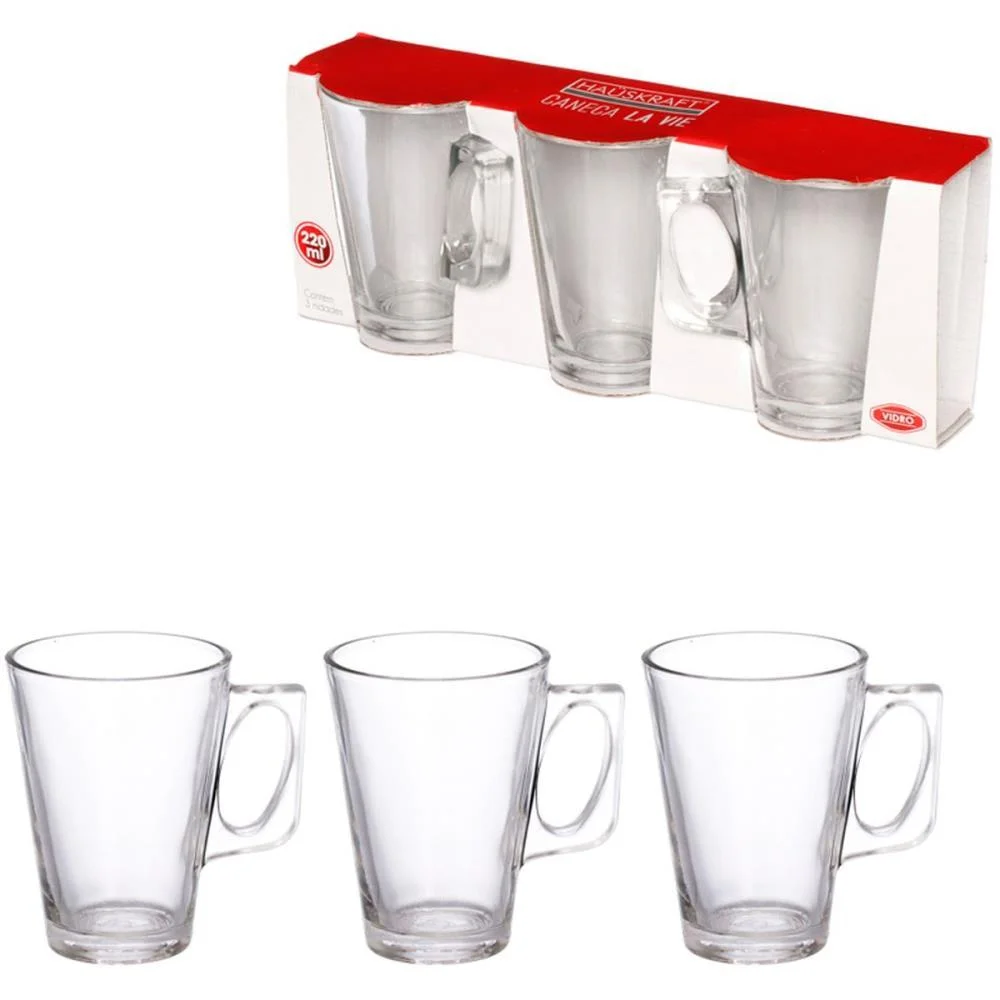 Copo De Vidro Caneca La Vie 210Ml 3Pcs Western (Jogo)