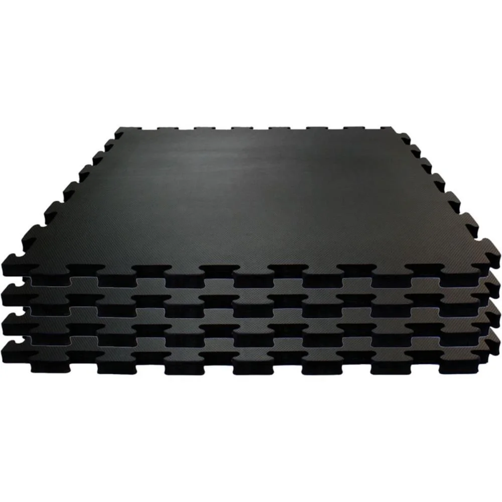 Tatame 04 Placas 1X1Mx1Cm Preto Evamax (Pacote)