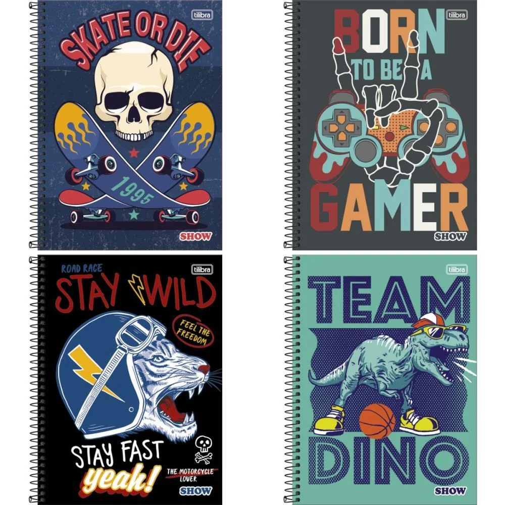 CADERNO 10X1 CAPA DURA SHOW 160FLS. MASCULINO TILIBRA (PCT.C/04)