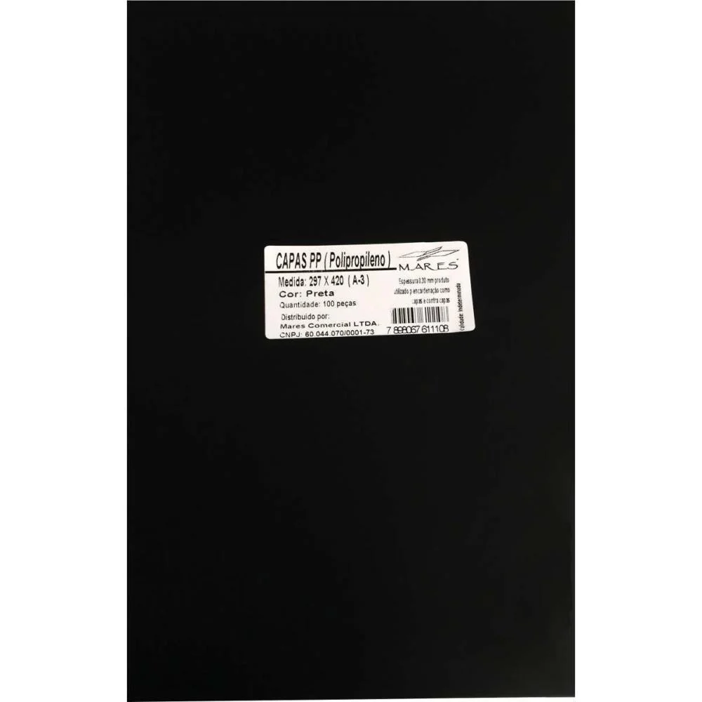 Contra Capa Encadernacao A3 Preto (0,30) Mares (Pct.c/50)