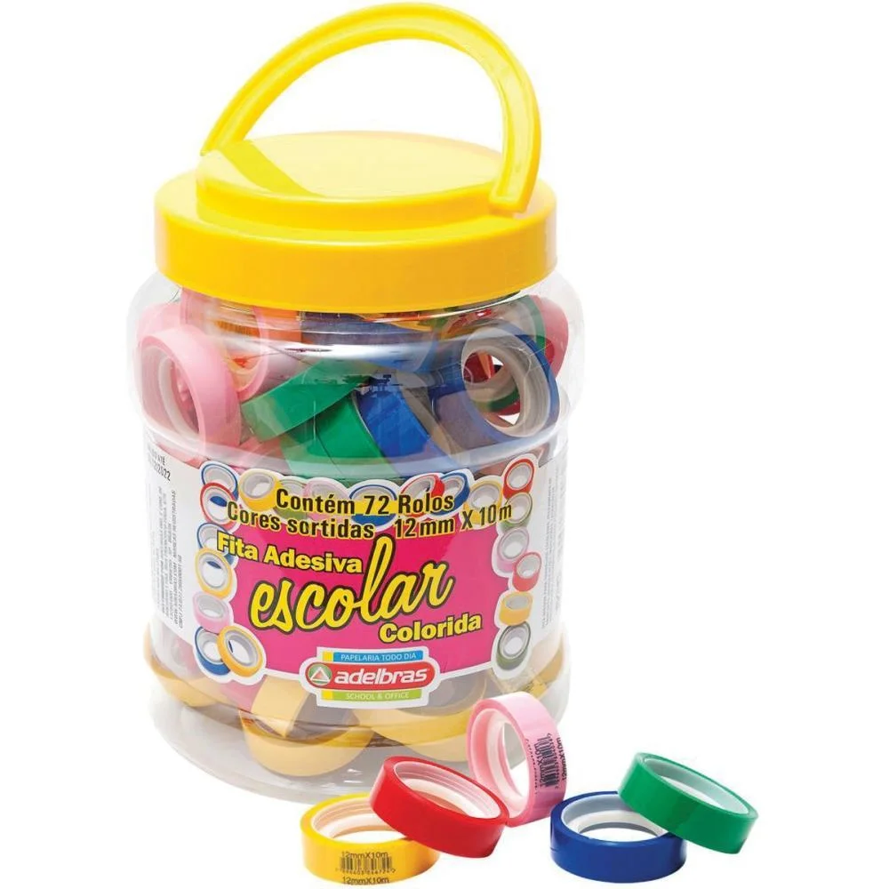 Fita Adesiva Polisil 12Mmx10M.color Adelbras (Pote-72)