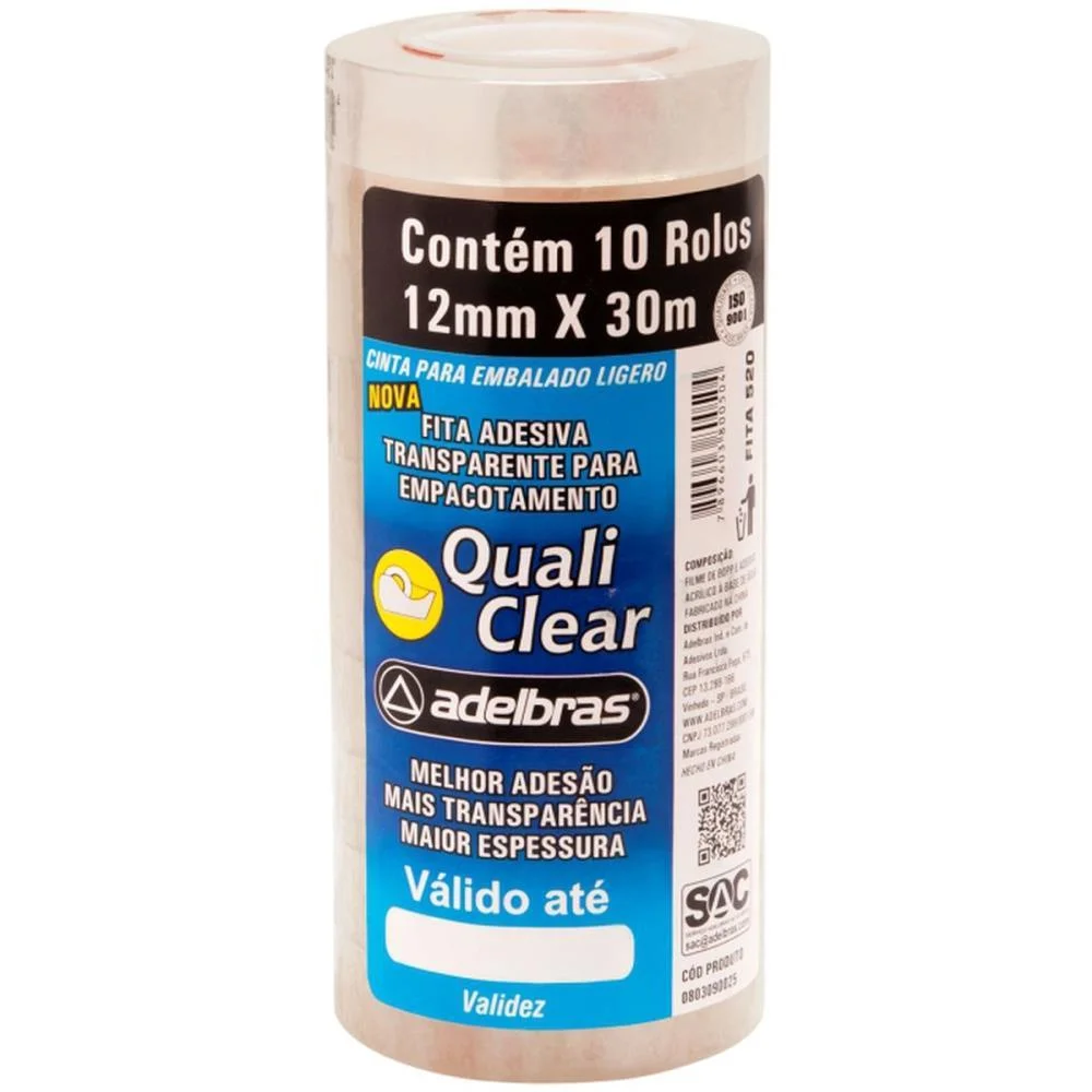 Fita Adesiva Polisil 12Mmx30M.transp.peq Adelbras 10 Unidades