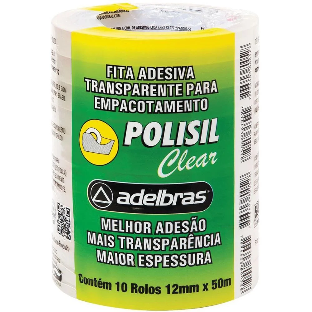Fita Adesiva Polisil 12Mmx50M.transparente Adelbras 10 Unidades