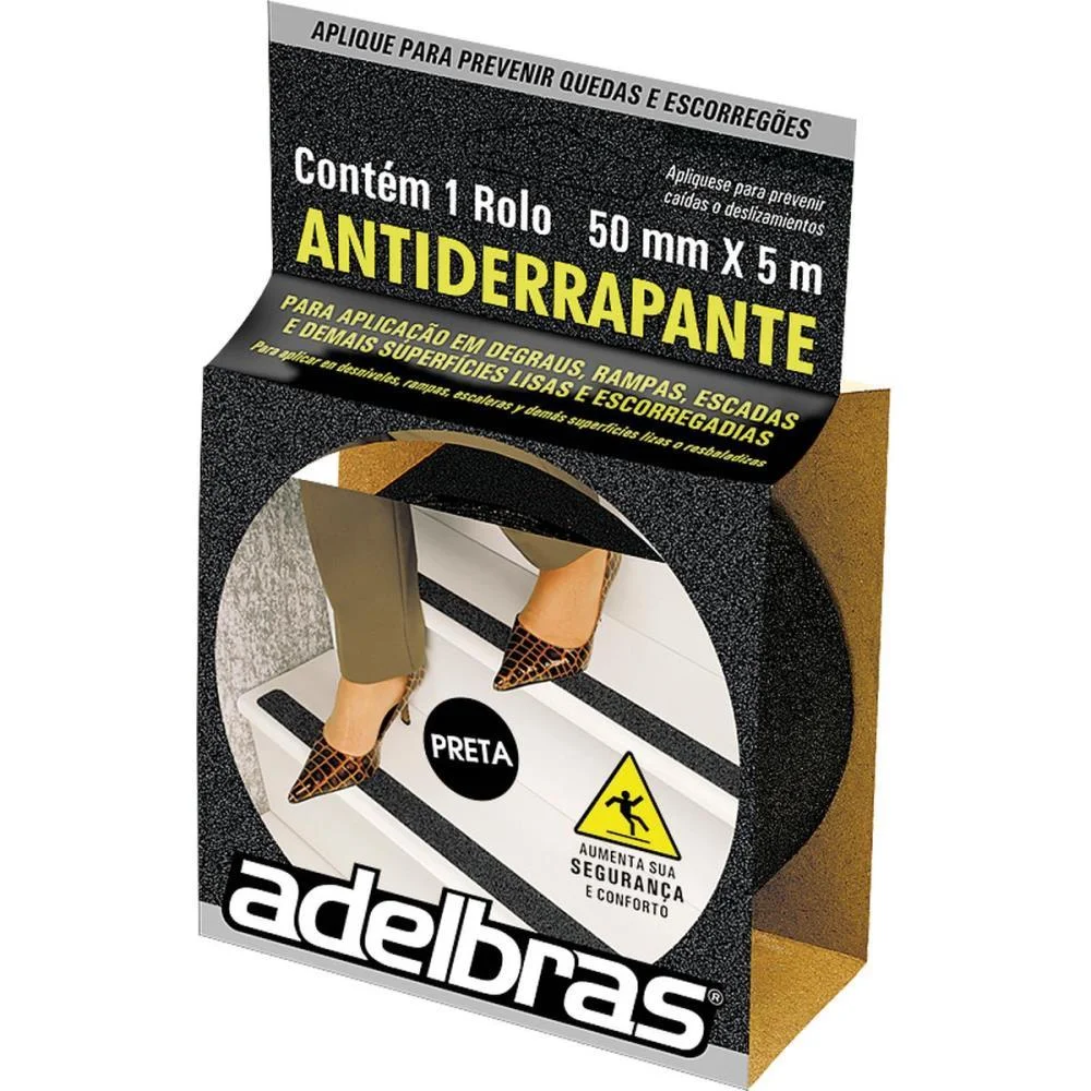 Fita Para Demarcacao De Solo Antiderrapante 50Mmx5Mts Preta Adelbras (Unidade)