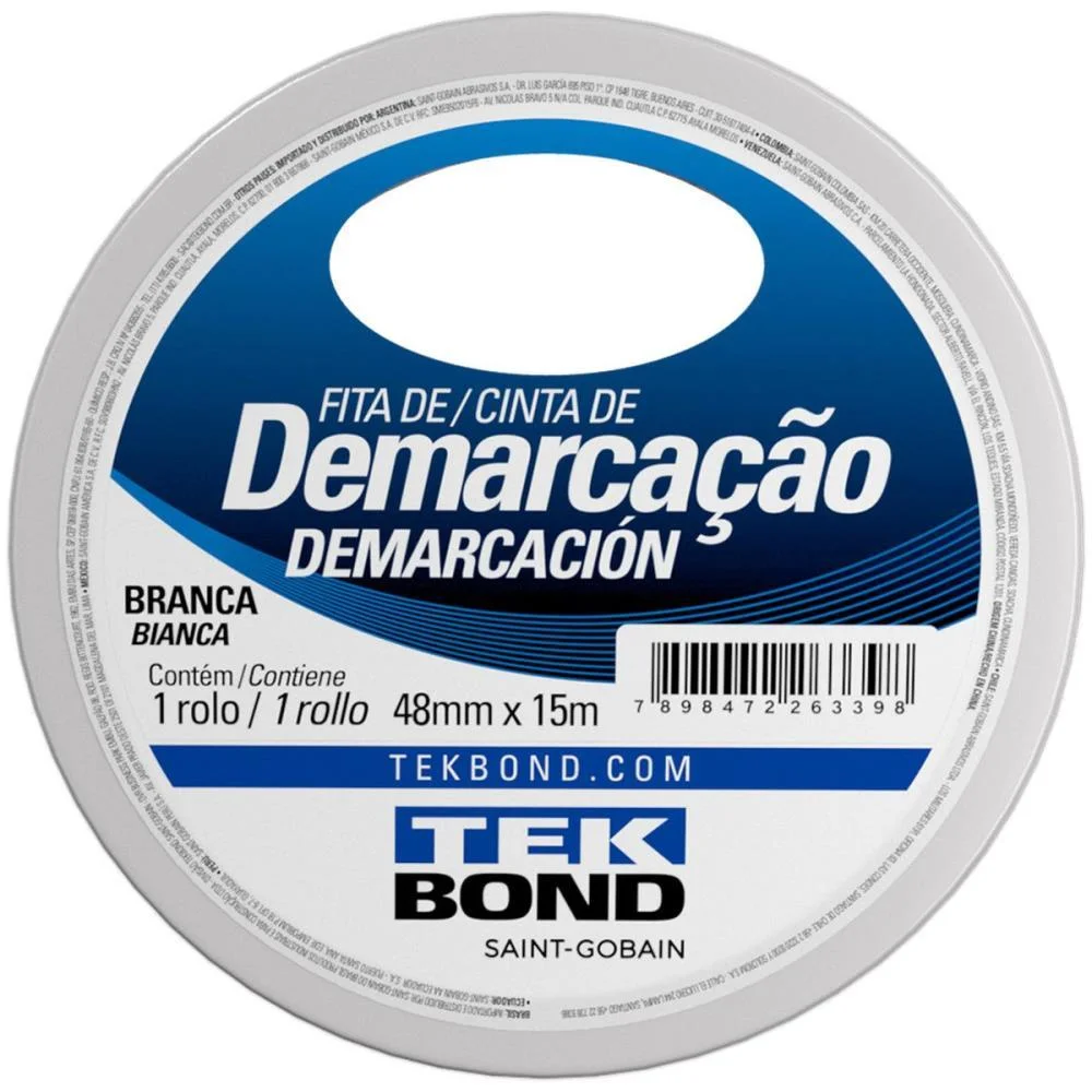 Fita Para Demarcacao De Solo Pvc Branco 48Mmx15M Tekbond (Unidade)