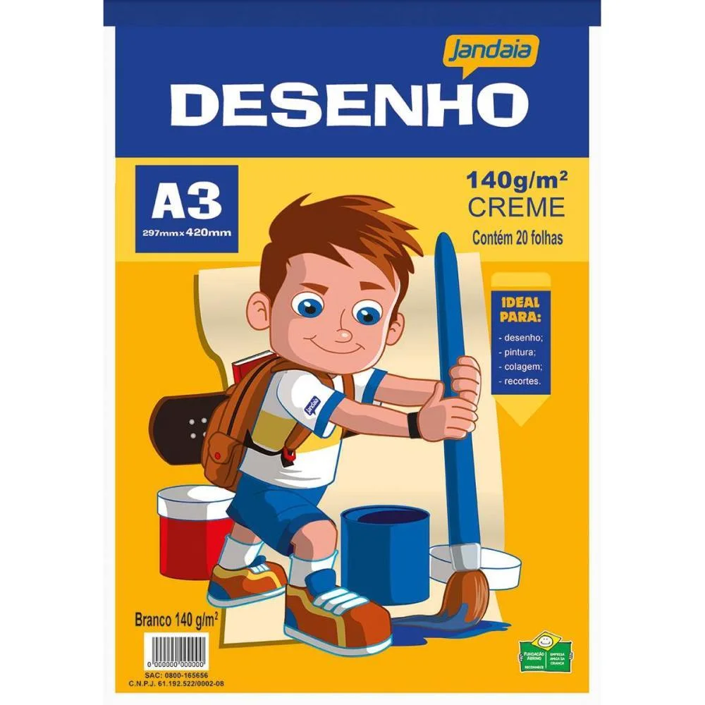 Bloco Tecnico Sem Margem Desenho A3 140 G 20 Fls Creme Jandaia (Pct.c/05)