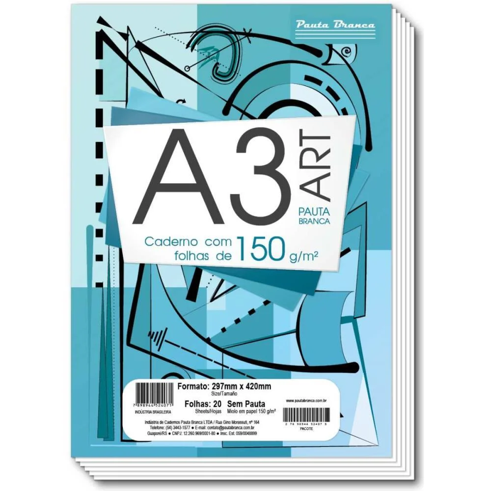 Bloco Tecnico Sem Margem Desenho A3 Art Pb 20F.br 150G Pauta Branca (Pct.c/05)