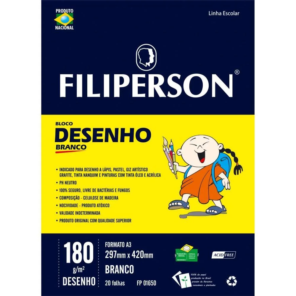 Bloco Tecnico Sem Margem Desenho A-3 180G.20Fls.branco Filiperson (Pct.c/05)