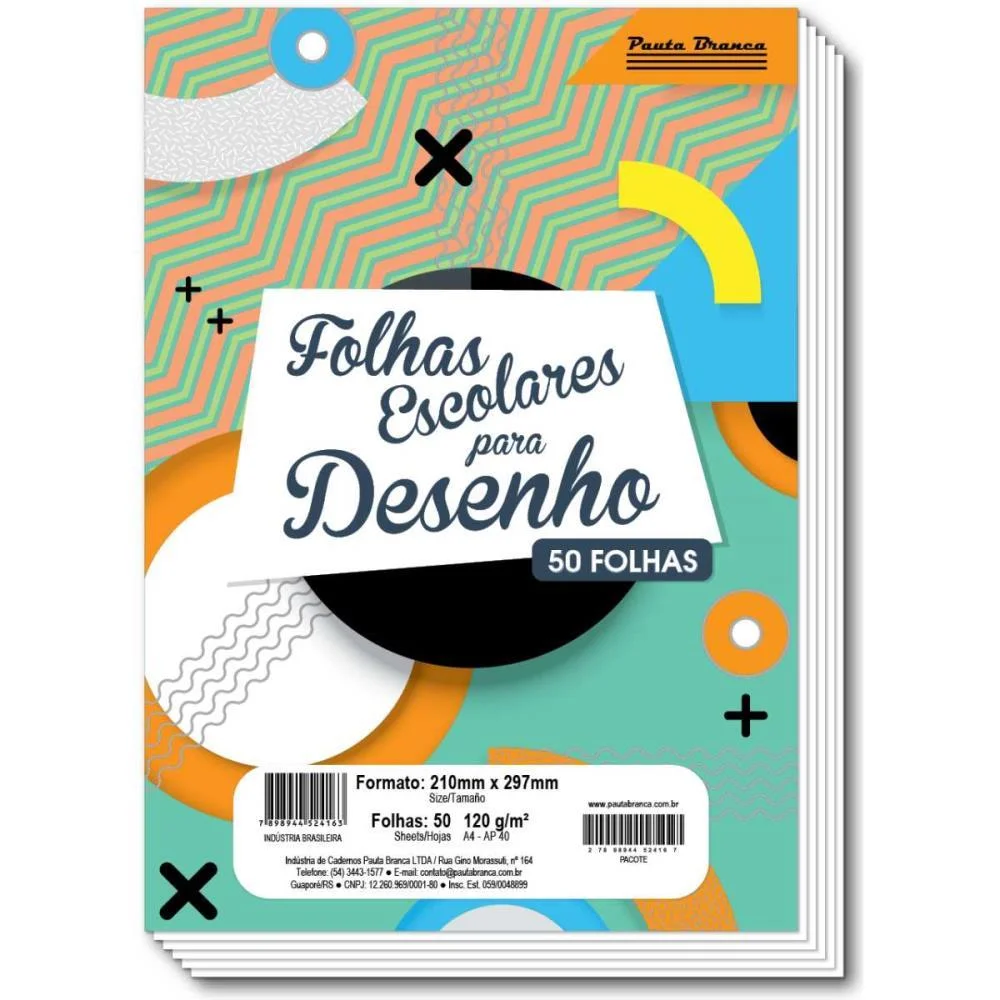 Papel Sulfite A4 Ap40 120G 40Kg. Branco 50Fls. Pauta Branca (Pacote)