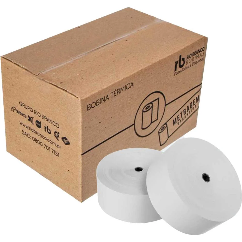 Bobina Térmica Relogio Ponto 57Mmx300M Branca 44G Rio Branco Bobinas (Cx.c/06)