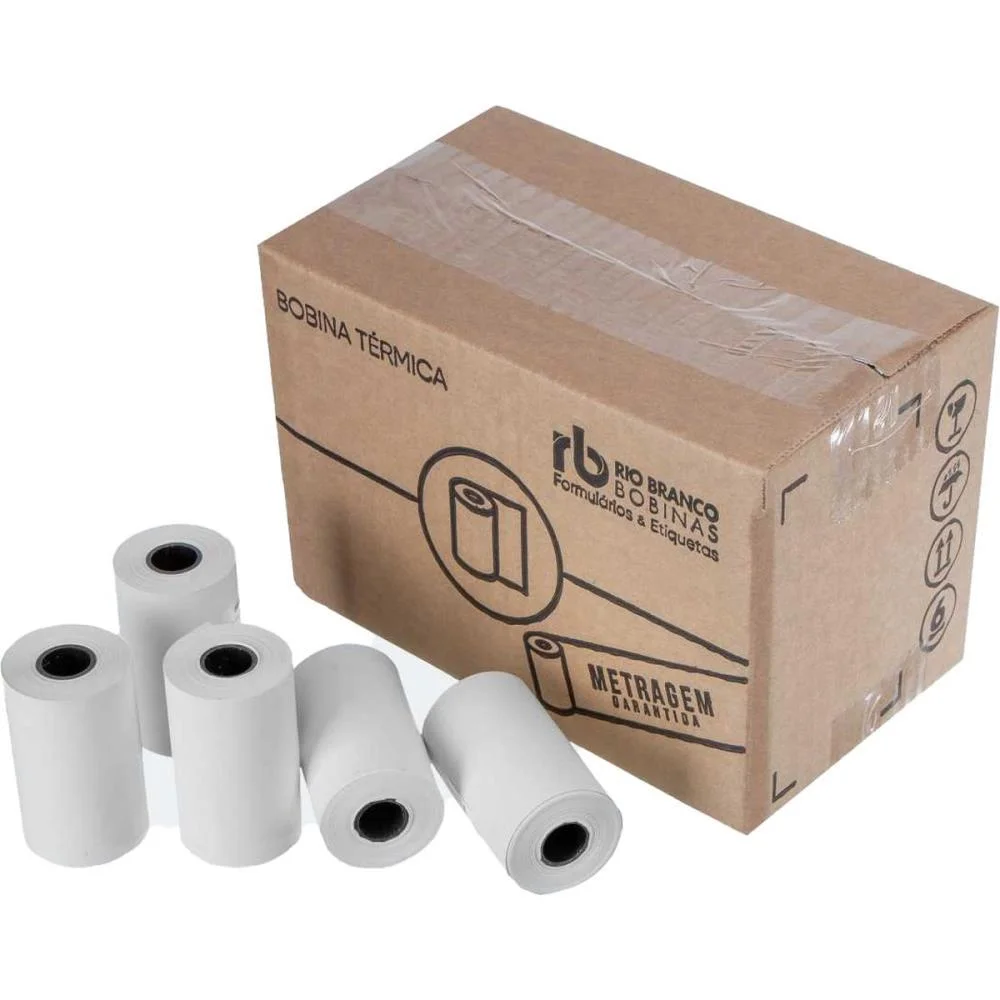 Bobina Térmica 57Mmx15M Branca 44G Rio Branco Bobinas 30 Unidades