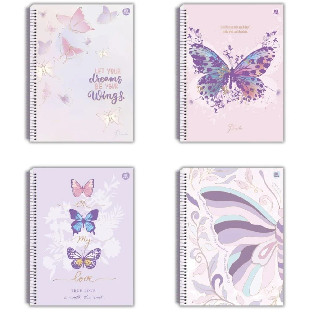CADERNO 10X1 CAPA DURA PAPILIO HOLOGRAFICO 160F ANIMATIVA (PCT.C/04)