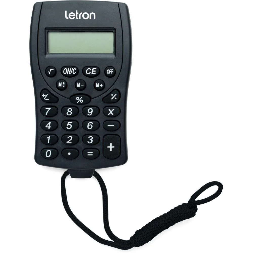 CALCULADORA DE BOLSO 8 DIG.PRETA C/CORDAO E BATERIA LEONORA (UNIDADE)