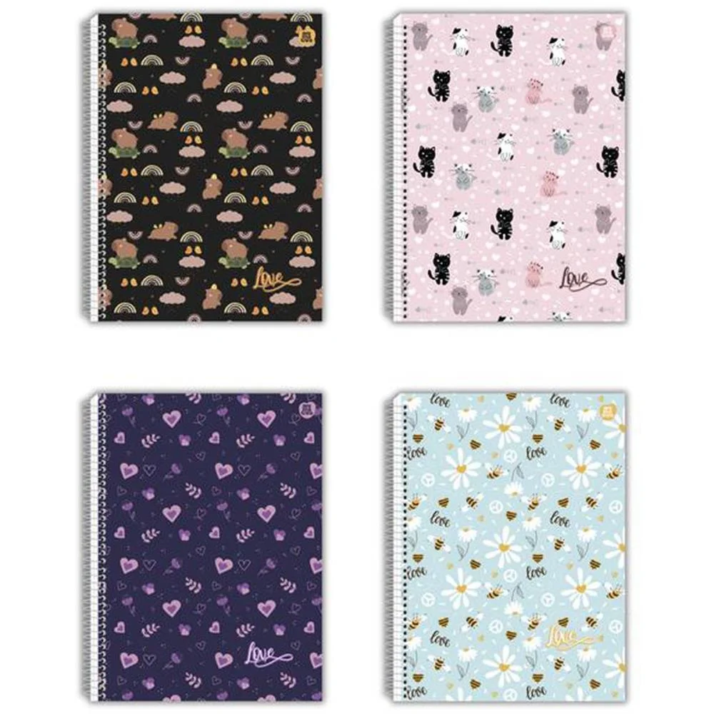 CADERNO 10X1 CAPA DURA LOVE 160F ANIMATIVA (PCT.C/04)